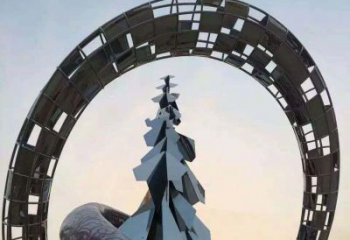 金华不锈钢松树祥云雕塑