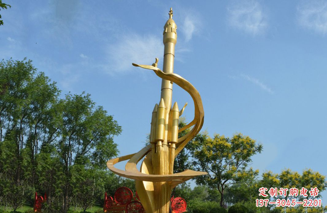 金华火箭飞向蓝天不锈钢火箭广场景观雕塑