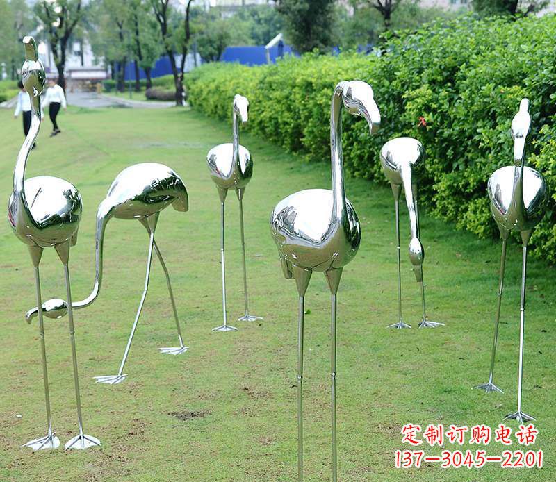 金华不锈钢火烈鸟雕塑美丽的艺术杰作