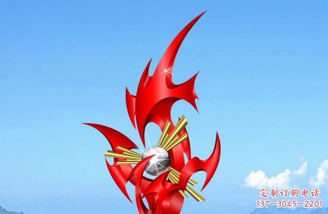 金华不锈钢火苗抽象景观雕塑给城市添彩