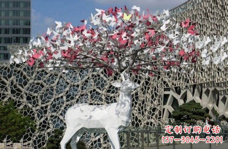 金华不锈钢几何小鹿雕塑222