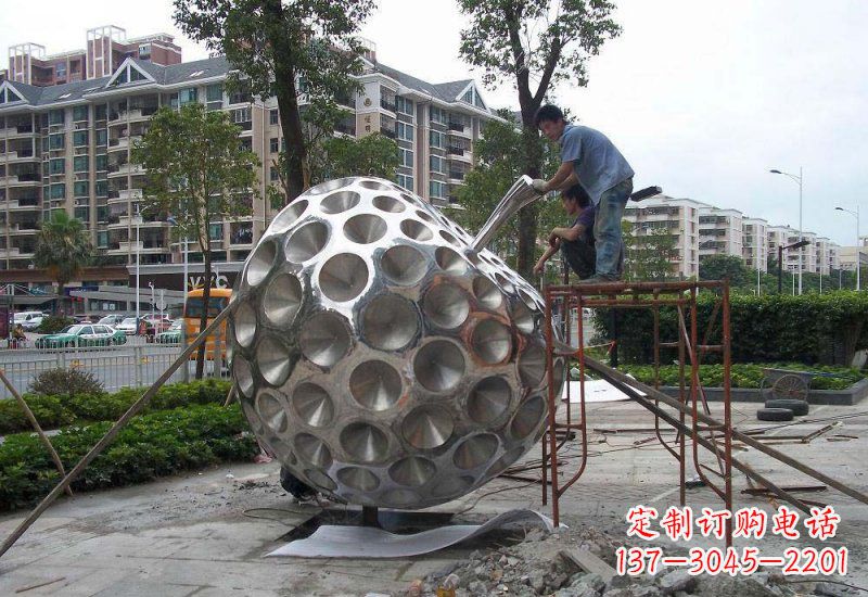 金华不锈钢苹果雕塑