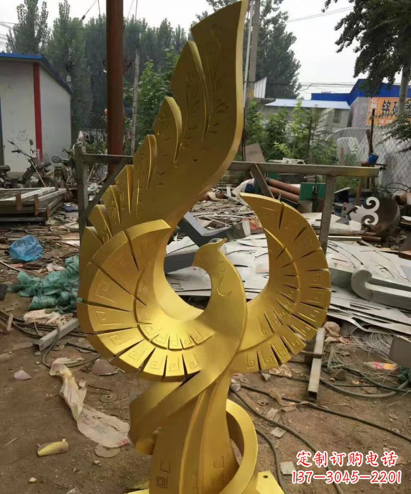 金华不锈钢凤凰雕塑传承传统文化的象征