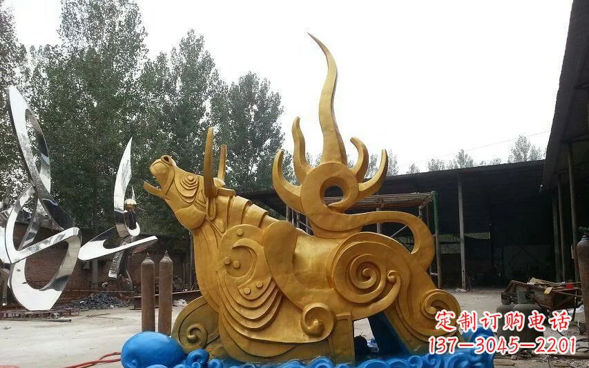 金华不锈钢金牛卧波雕塑——传承文化的艺术瑰宝