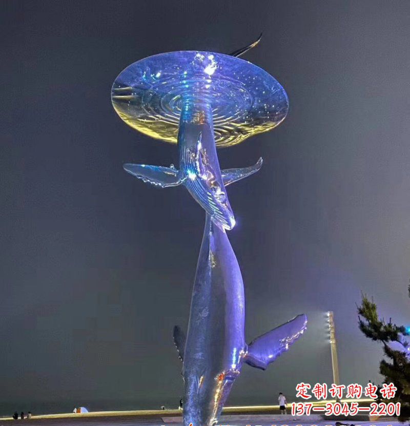 金华不锈钢鲸鱼雕塑——传承着海洋的精灵魅力