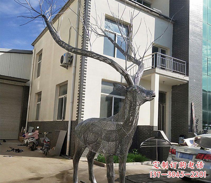 金华不锈钢景观梅花鹿雕塑美丽的艺术精品