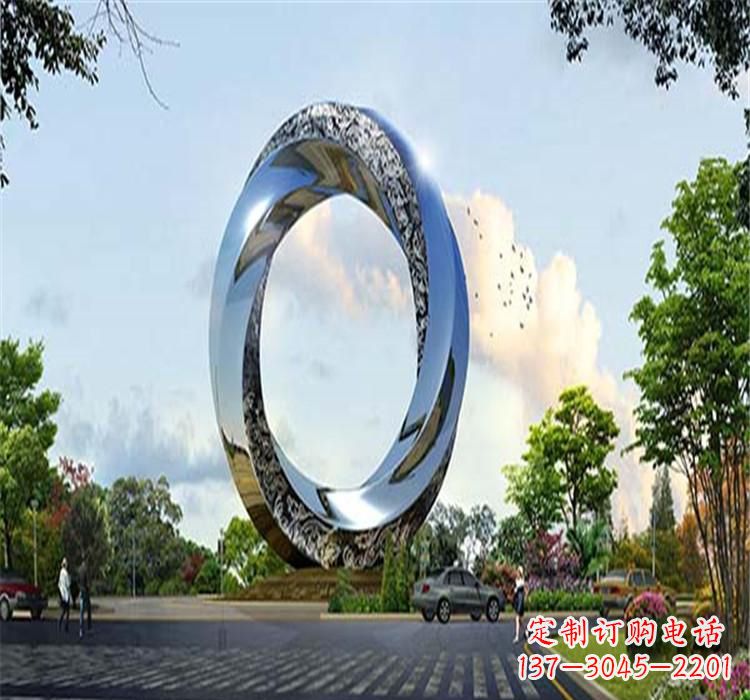 金华不锈钢圆环雕塑美丽的空间装饰