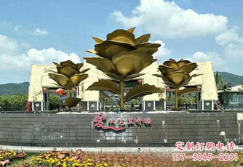 金华不锈钢景区玫瑰花雕塑