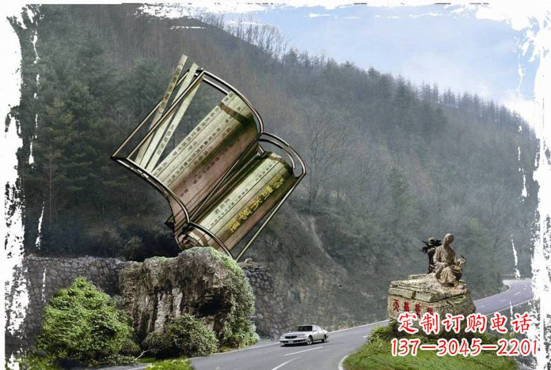 金华不锈钢景区神农本草经竹简雕塑