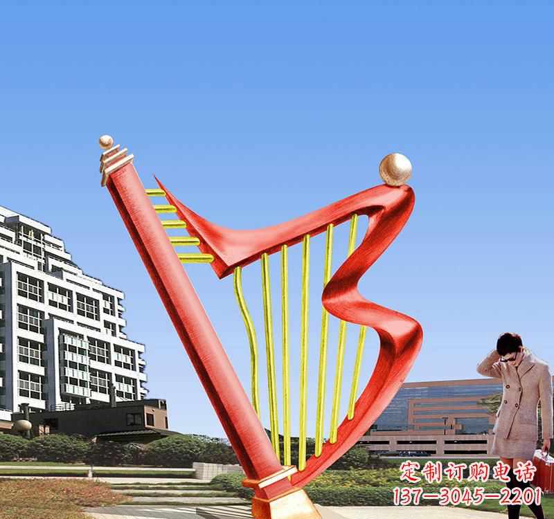 金华不锈钢景区竖琴雕塑
