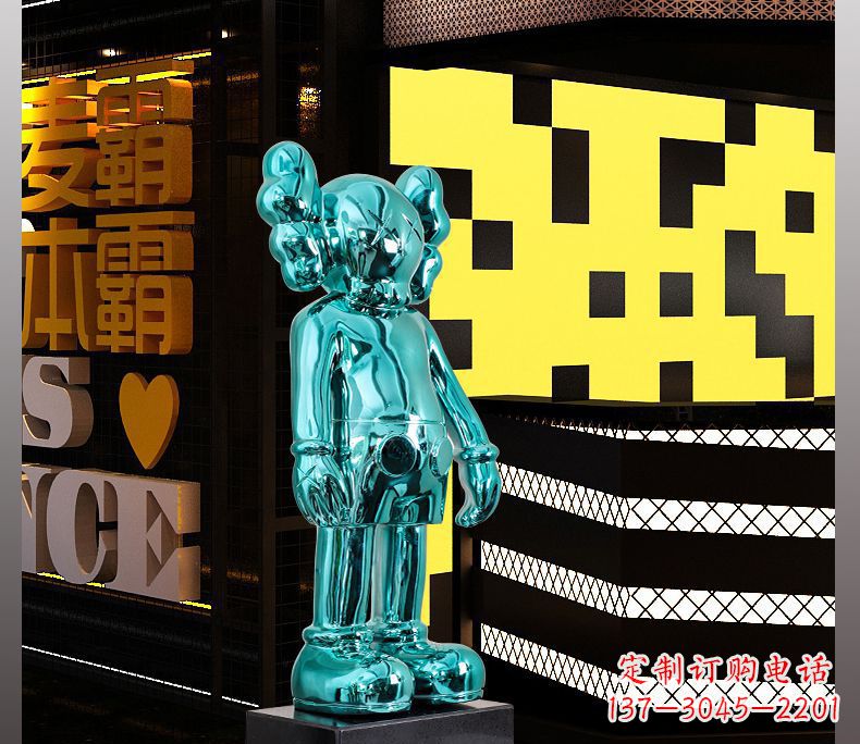 金华不锈钢蓝色机器人雕塑引领未来的艺术品