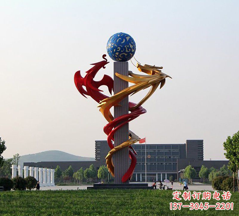 金华不锈钢龙凤雕塑神秘而又神奇