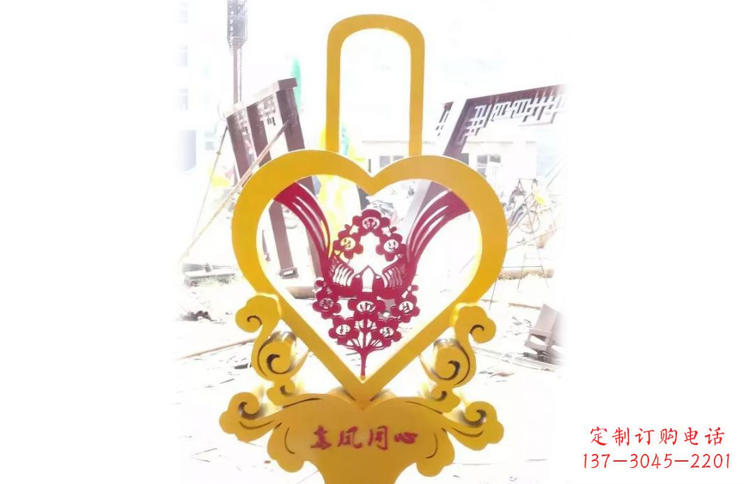 金华不锈钢龙凤同心景观雕塑彰显中国传统文化