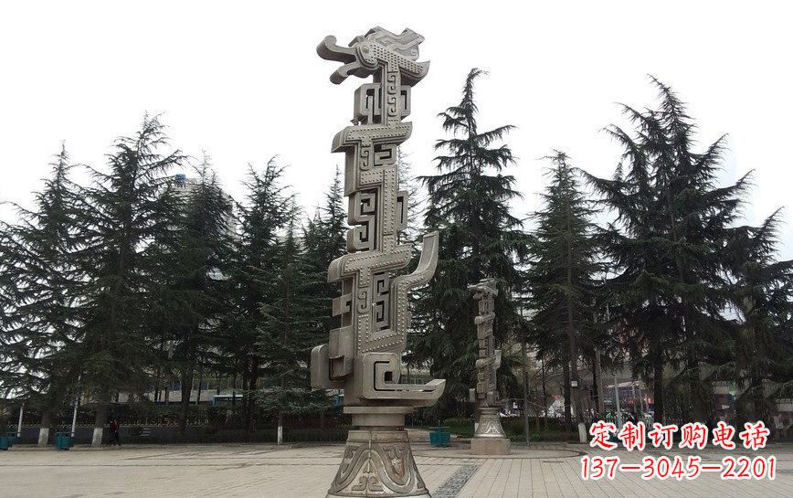 金华不锈钢龙柱雕塑引领公共景观