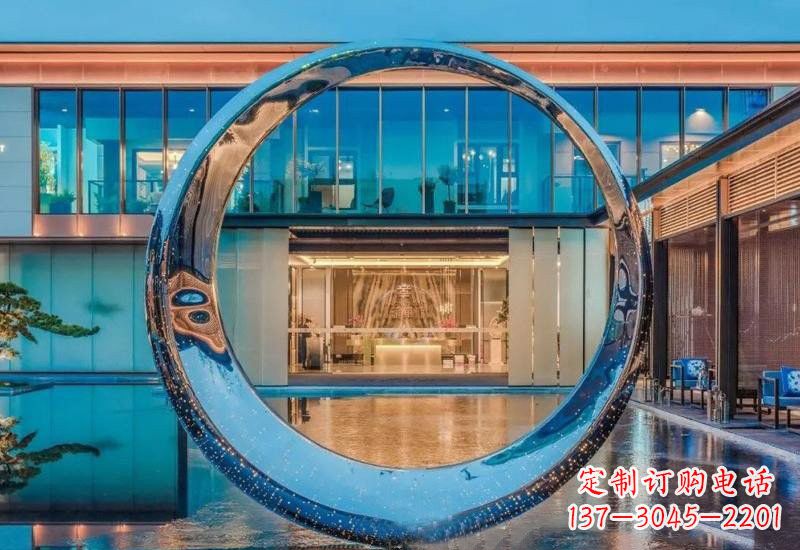 金华不锈钢镂空灯光圆环雕塑