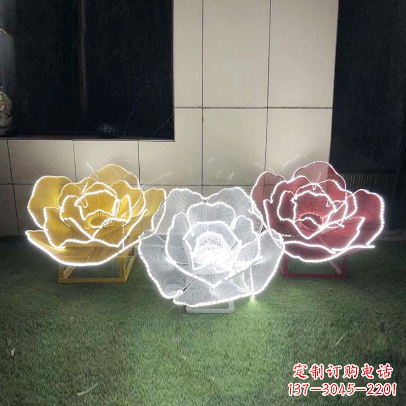 金华不锈钢镂空玫瑰花灯光雕塑