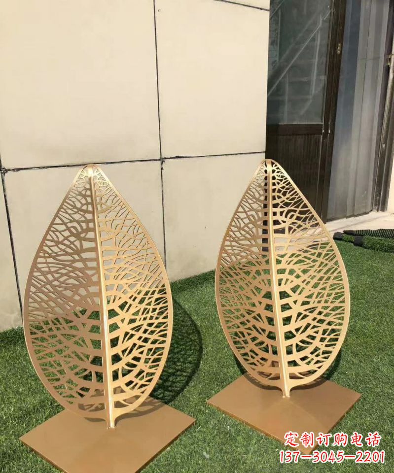 金华不锈钢树叶雕塑,精致典雅