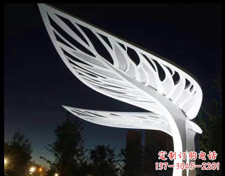 金华不锈钢镂空树叶小区景观雕塑