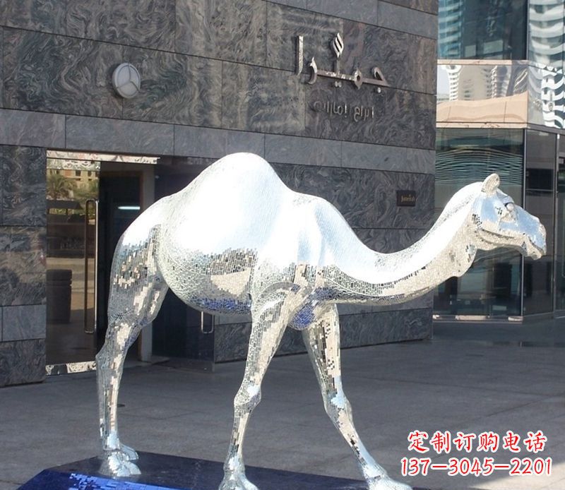 金华不锈钢骆驼雕塑精美外形折射古朴美感