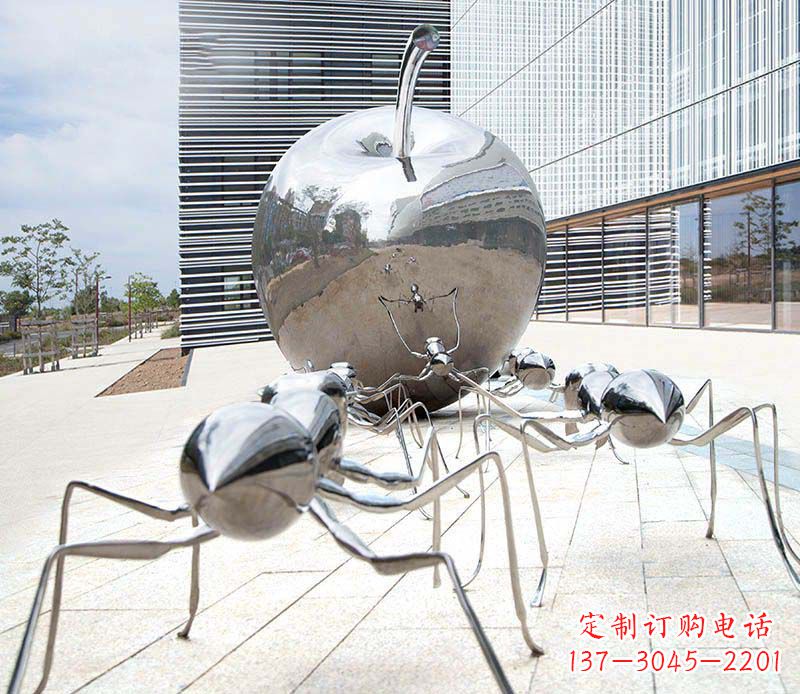 金华不锈钢蚂蚁滚苹果雕塑艺术家对自然的精准描绘