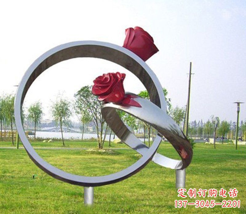 金华不锈钢玫瑰戒指雕塑