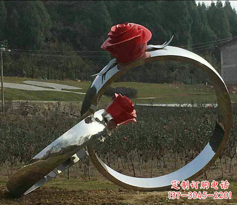 金华不锈钢玫瑰雕塑精美的艺术珍品