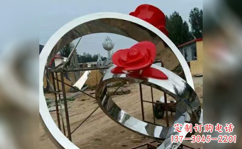 金华不锈钢玫瑰花戒指雕塑
