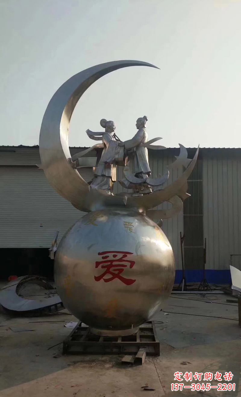 金华不锈钢牛郎织女雕塑传承爱情的象征