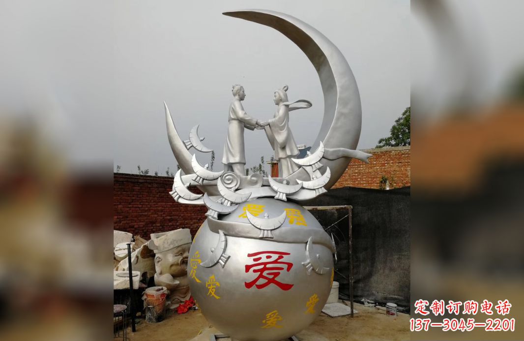 金华不锈钢牛郎织女雕塑爱情永存