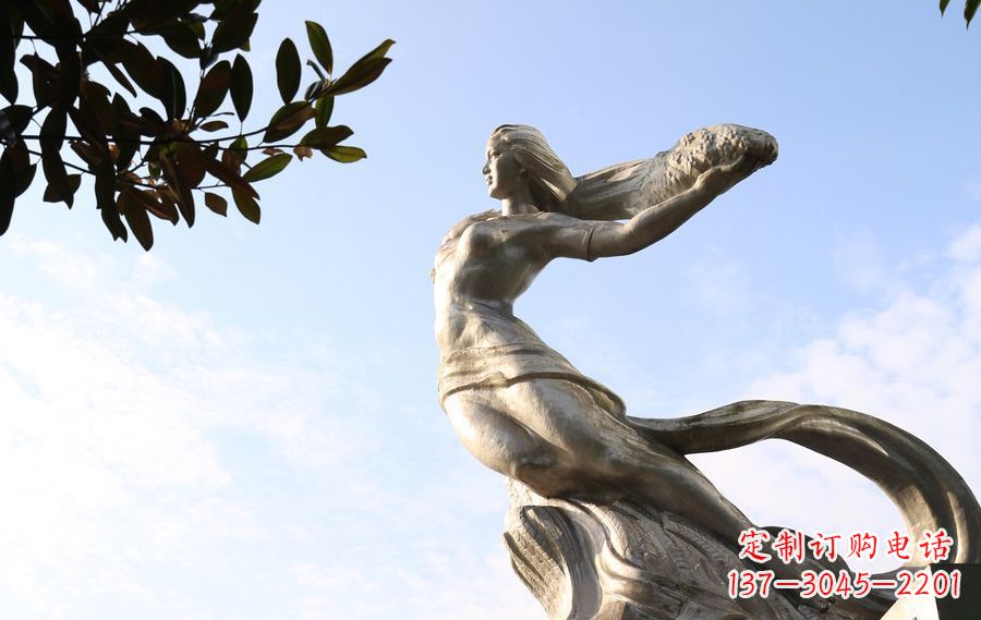 金华女娲传承中华神话的不锈钢雕塑