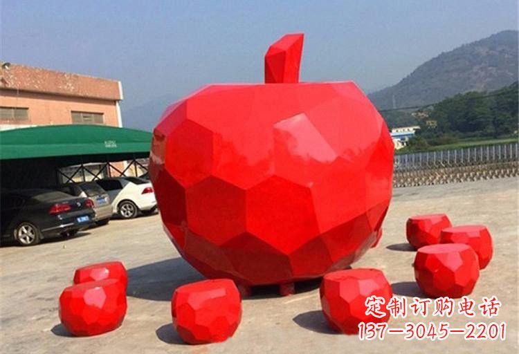 金华不锈钢喷漆几何苹果雕塑