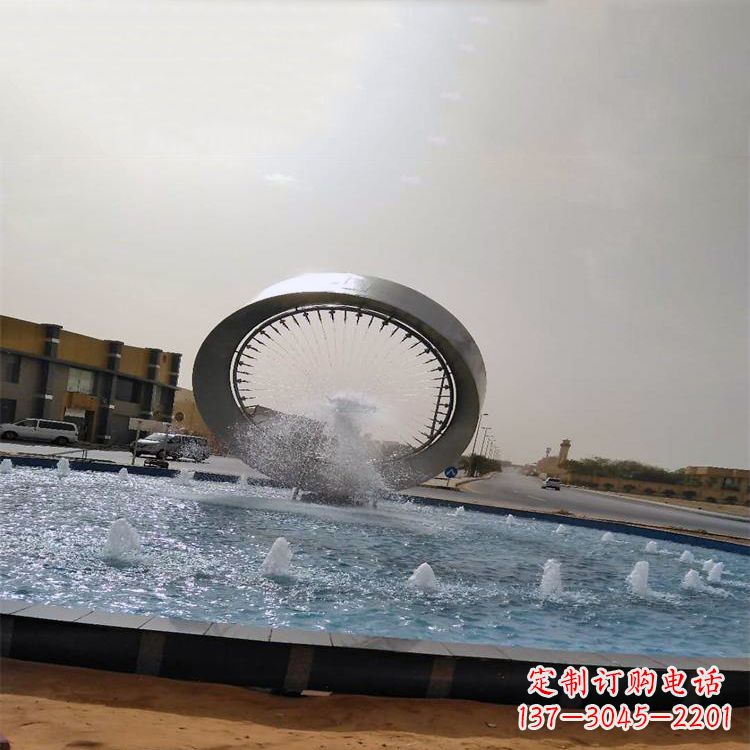 金华精美不锈钢喷泉雕塑,增添环形绿景魅力