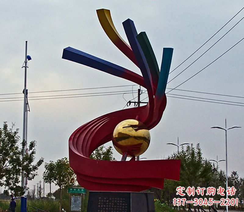 金华不锈钢飘带雕塑艺术与自然的完美结合