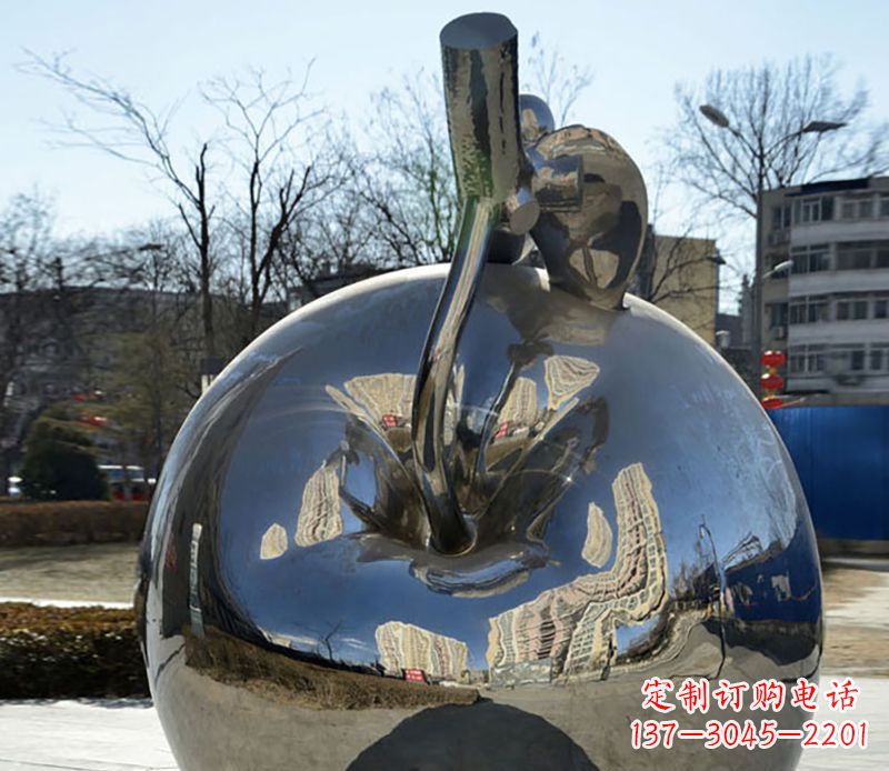 金华不锈钢苹果镜面雕塑精美绝伦