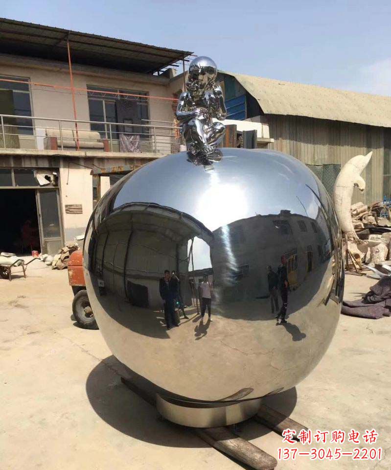 金华精美不锈钢苹果雕塑