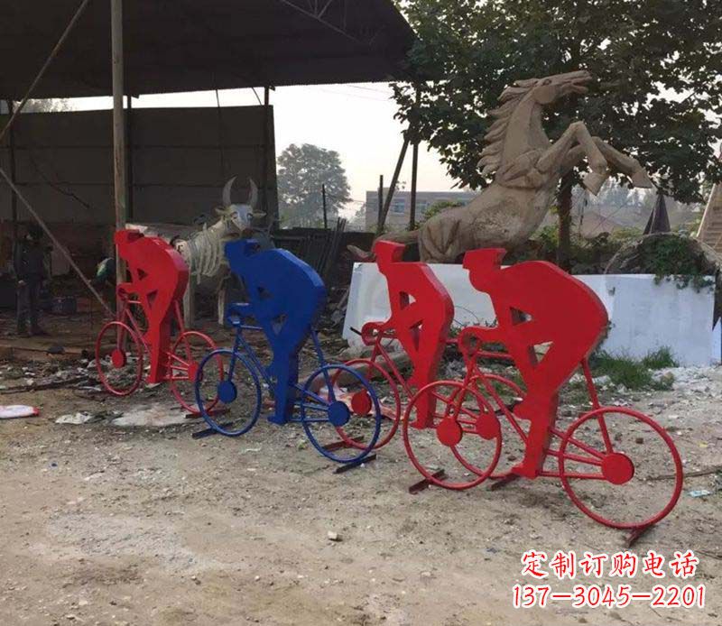 金华不锈钢骑自行车人物雕塑 