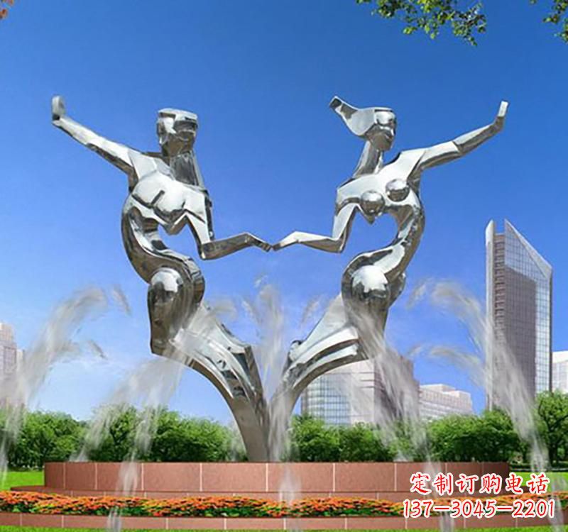 金华不锈钢情侣雕塑浪漫永恒的象征