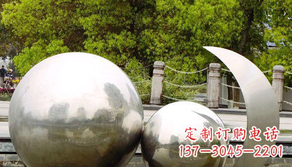 金华不锈钢球形地球月亮雕塑精美的艺术之作