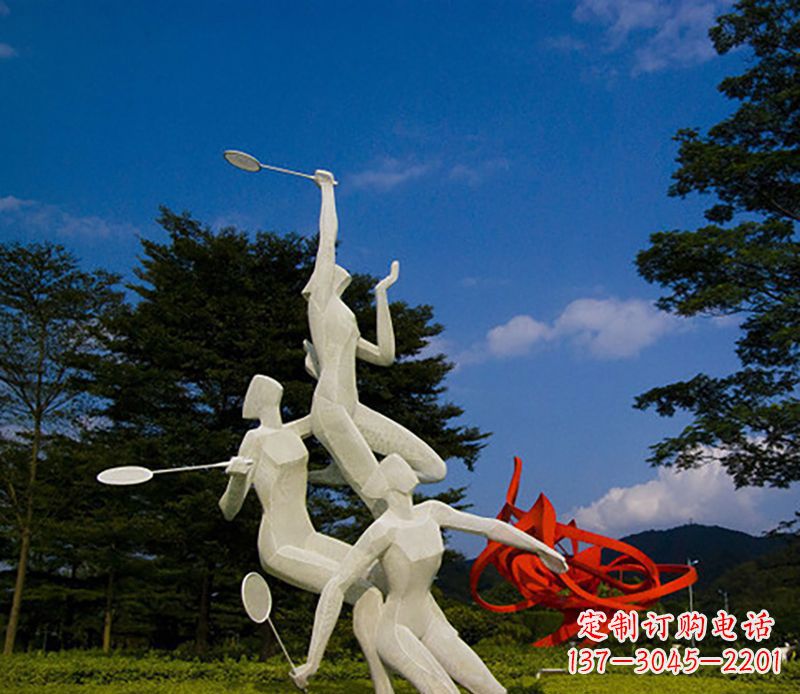 金华不锈钢羽毛球雕塑精美线条展现体育热情