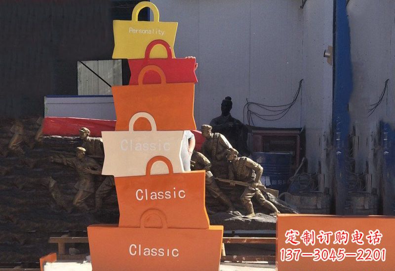 金华不锈钢购物袋雕塑