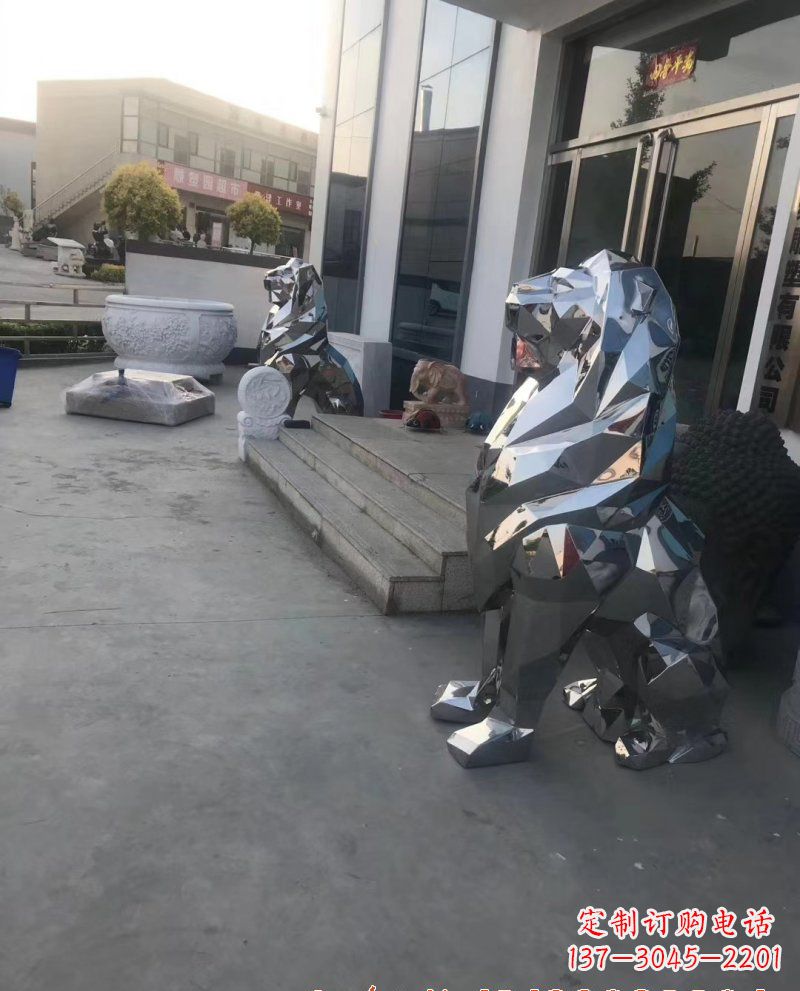 金华不锈钢狮子雕塑传承古老文化