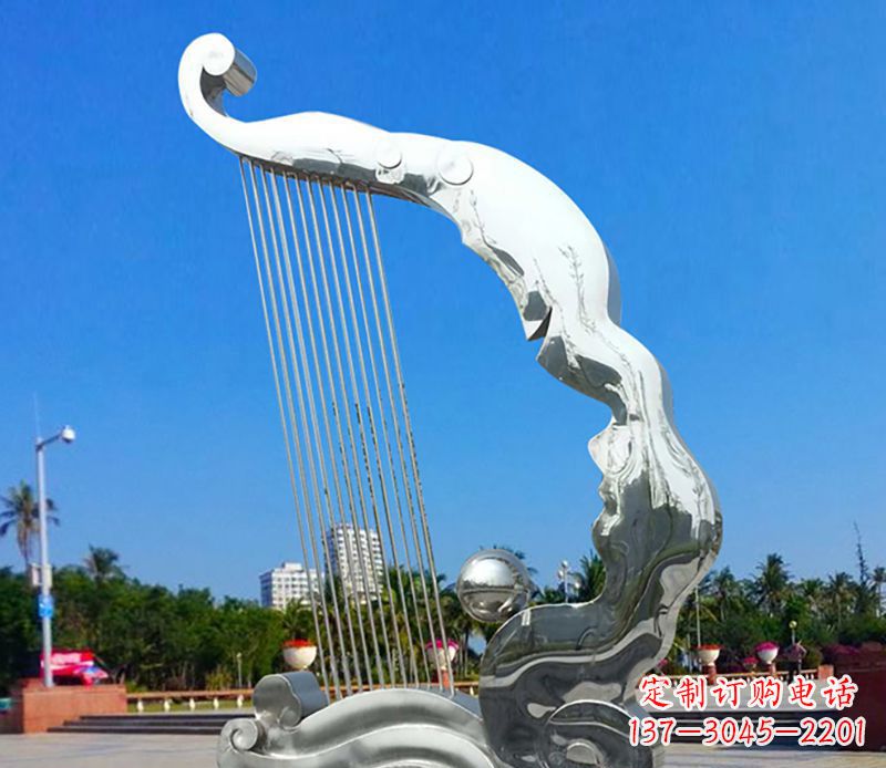 金华不锈钢竖琴雕塑——传承古典音乐之美