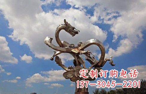金华不锈钢双龙戏珠雕塑——千古传说的艺术瑰宝