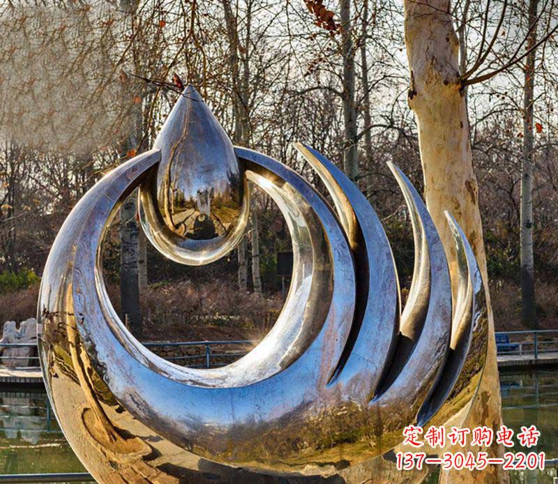金华不锈钢水滴雕塑给园林带来流动的美