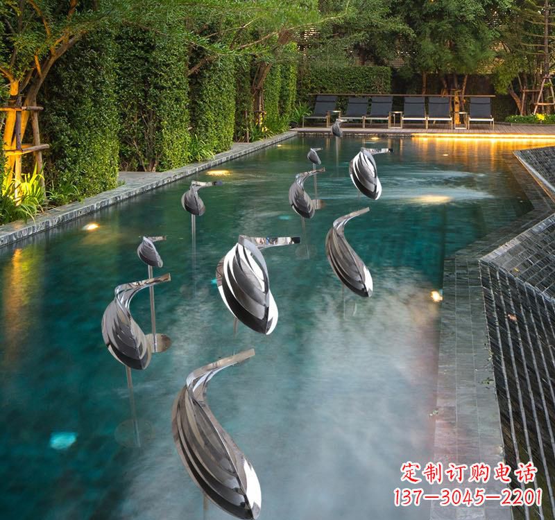 金华不锈钢动物雕塑——美丽的水景装置