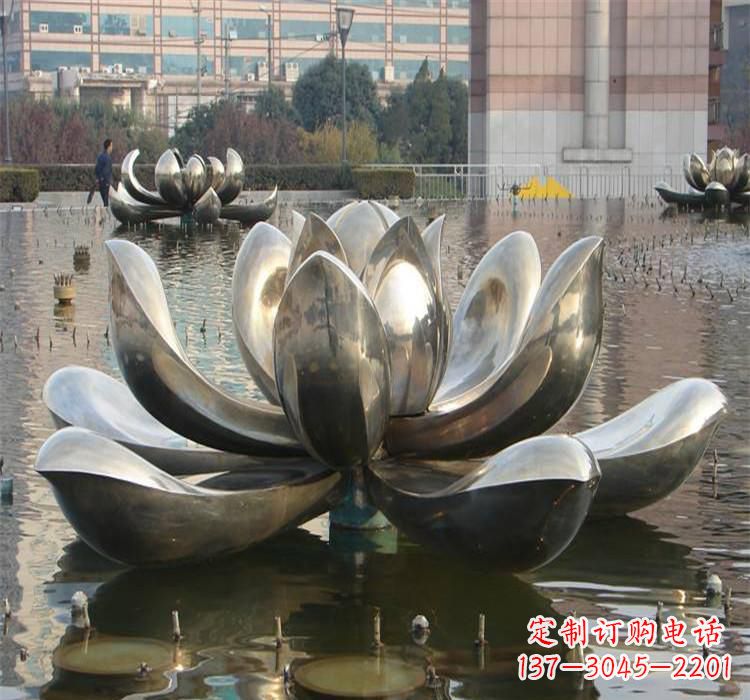 金华不锈钢水景荷花雕塑质朴之美