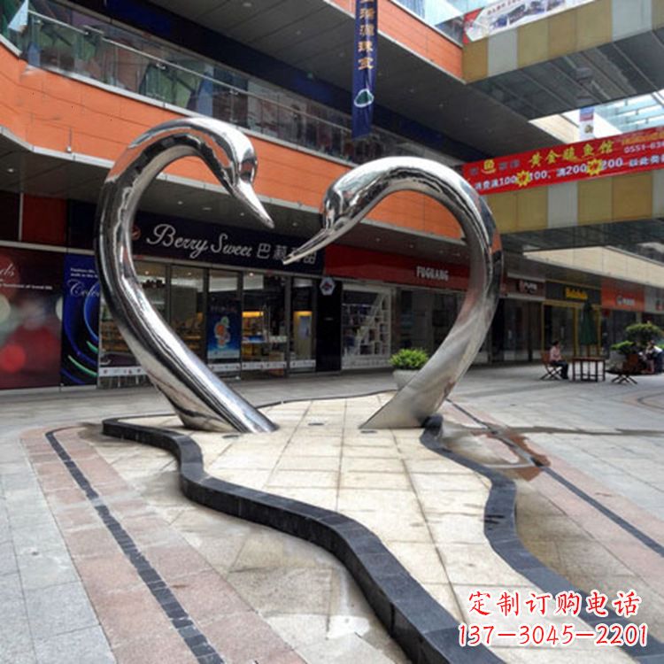 金华不锈钢天鹅爱情雕塑把浪漫永恒的爱情永久凝固
