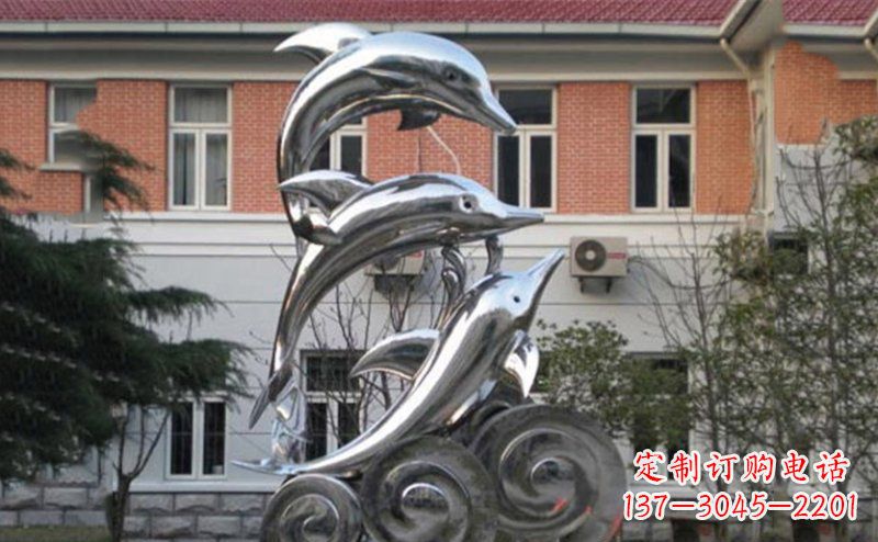金华不锈钢跳跃海豚雕塑