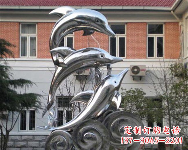 金华不锈钢海豚雕塑跳跃的海洋精灵