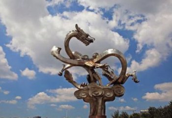 金华不锈钢双龙戏珠雕塑——千古传说的艺术瑰宝